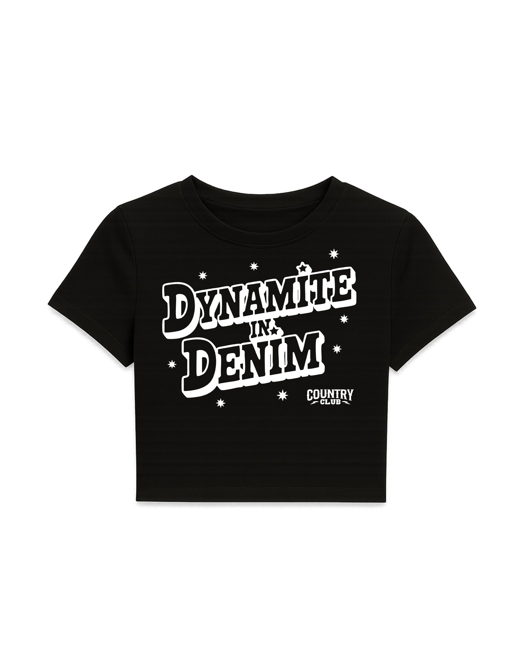 Country Club - Dynamite in Denim Crop Top Black